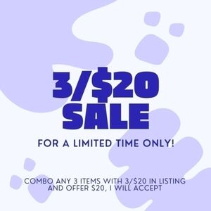3/$20 Closet Clearout Sale